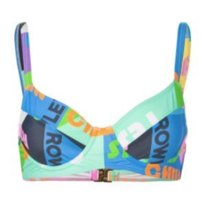 NEW NWT Cynthia Rowley Lola Good Vibes Graphic Bikini Top Bra Bralette Medium
